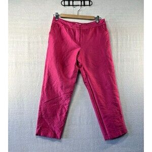 Vineyard Vines Womens sz 4 Silk & Cotton Crop Pants Bright Pink Classic Pockets